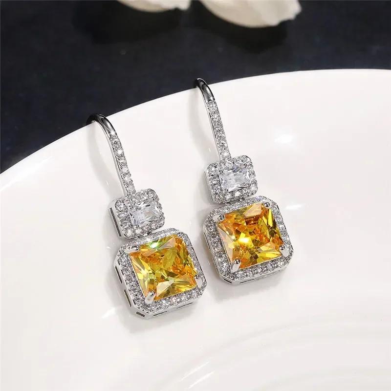 Yellow Zircon, Niche Design, Cool Style, Fresh and Elegant Accessories, High-end Trend, Personalized Fashion Earrings