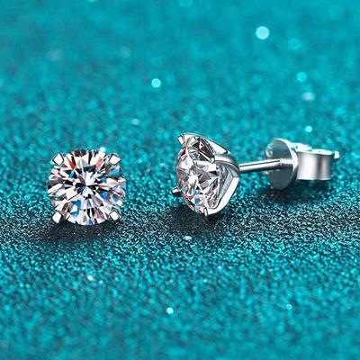 Colore D Ciascuno 0.2-2CT Orecchini a lobo Moissanite certificati GRA per le donne 4 artigli scintillanti gioielli per feste di matrimonio in argento sterling S925