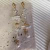 Glacier Galaxy Natural Baroque Pearl White Crystal Asymmetrical Niche Design French Earrings Silver Needle Earrings