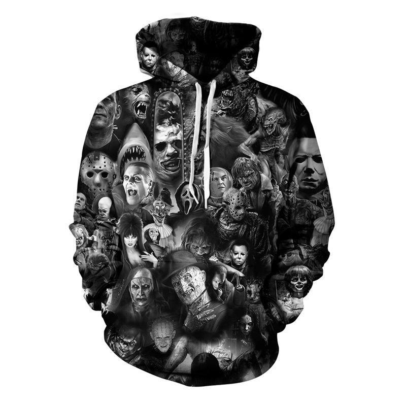 Men 3d Women Print Skull Hooded Sweater Hoodie Sweatshirt Premium Top Pullover