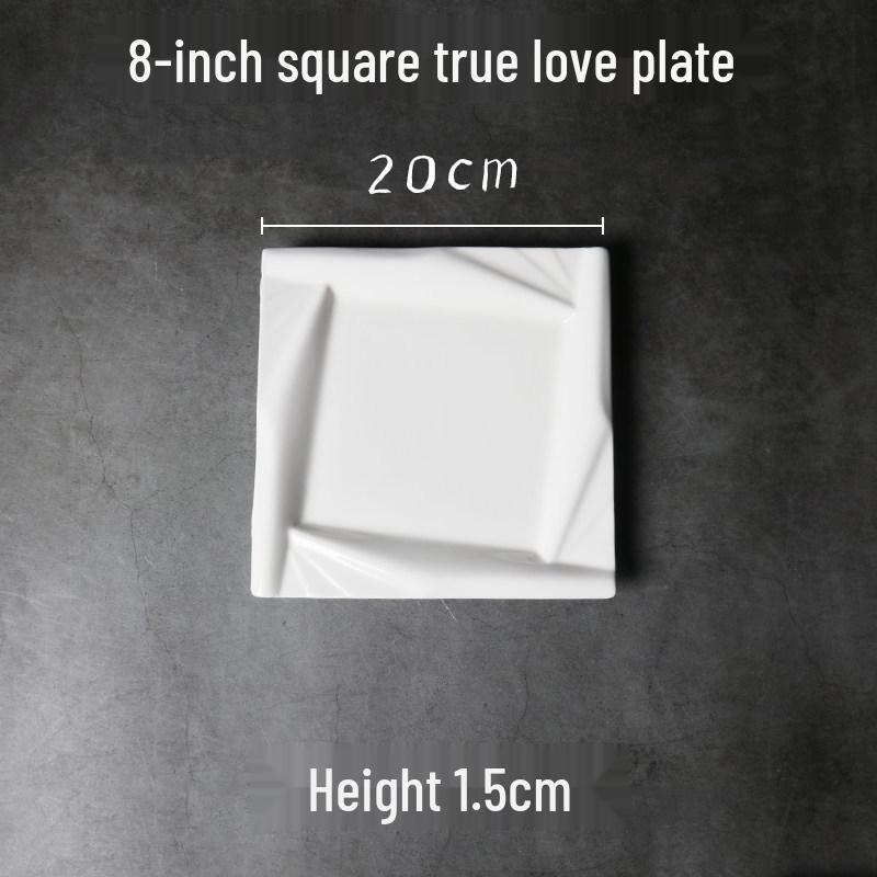 Elegant Thickened White Ceramic Square Plate for Steak and Desserts - Hotel Tableware