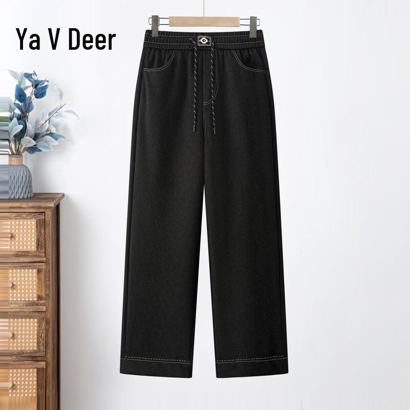 Ya Lu Women s High-Waist Elastic Denim Wide-Leg Pants 3XL
