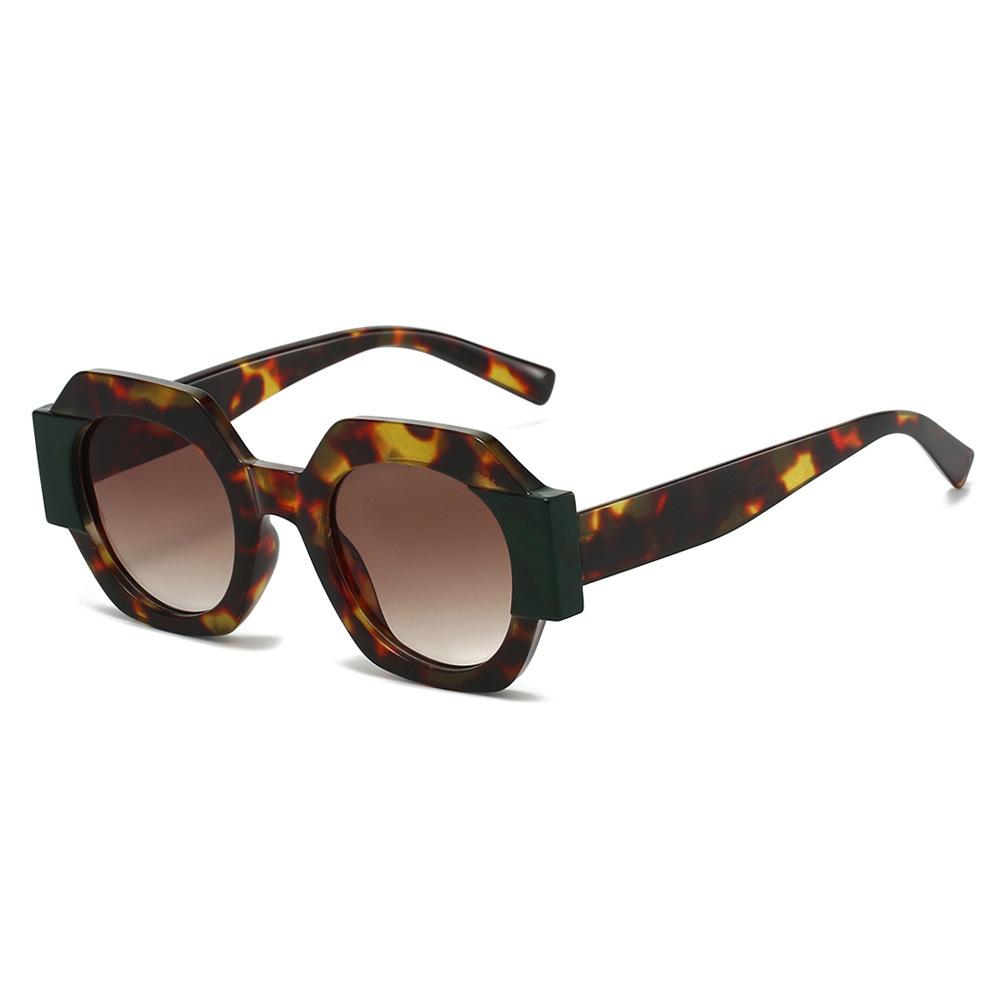 Luxury Fashion Leopard Print Square Double Color Women Sunglasses Vintage Orange Gradient Shades Punk Men Sun Glasses Uv400