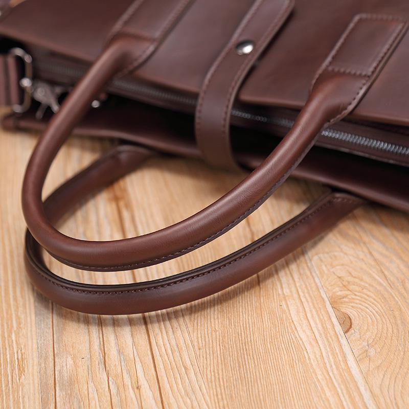 Crazy Horse Leather Unisex Business Messenger & Shoulder Bag – Retro Computer Briefcase