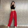 Hip Hop Leggings Sports Women's Spring Autumn Patchwork High Waisted Drawstring Pockets Solid Loose Casual Jazz Pants