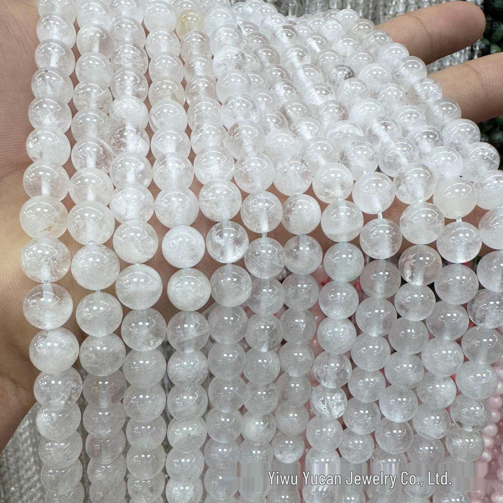 K9 Ice Transparent White Crystal Beads for DIY Bracelets & Necklaces - High Transparency Round Beads for Handmade Weaving & Beading.