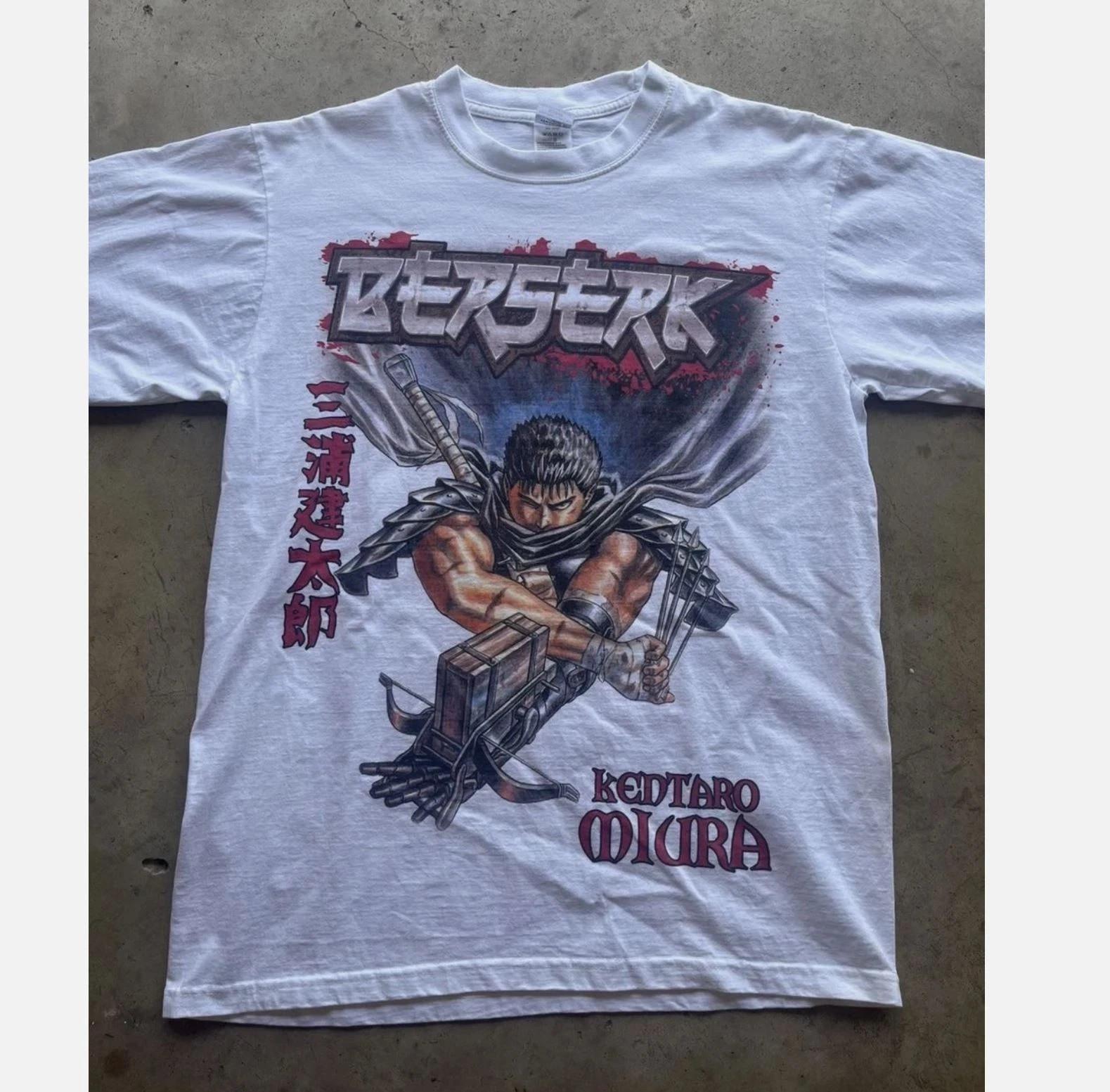 Guts Berserk Anime 90s Retro style White T shirt Classic style Reprint XXXL