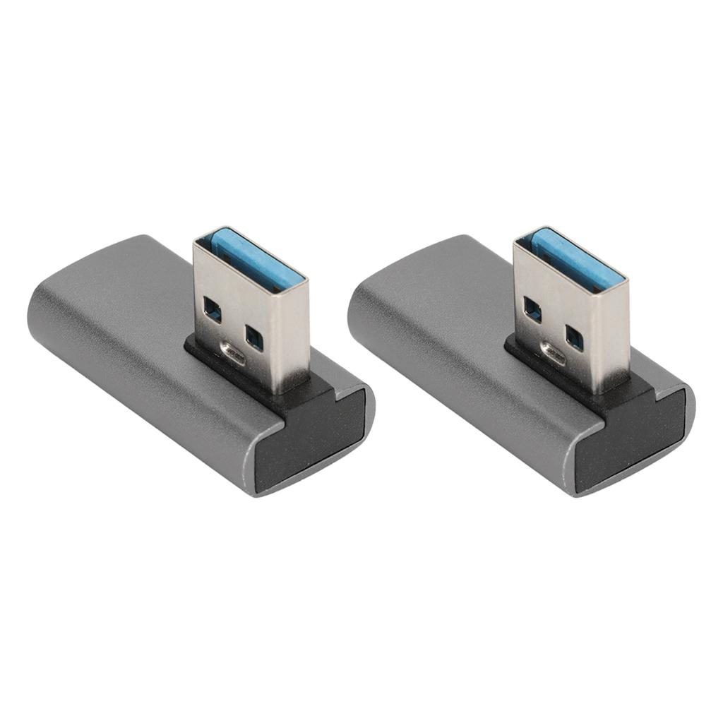 2Pcs USB3.0 Male to Female Adapter 10Gbps Rapid Heat Dissipation Small Portable 90 Degree USB Adapter for Home Office
