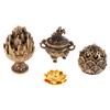 1Pc Retro Alloy Small Lotus Mountain Hollow Out Incense Stick Burner Incense Holder With Cover Home Decoration Crafts