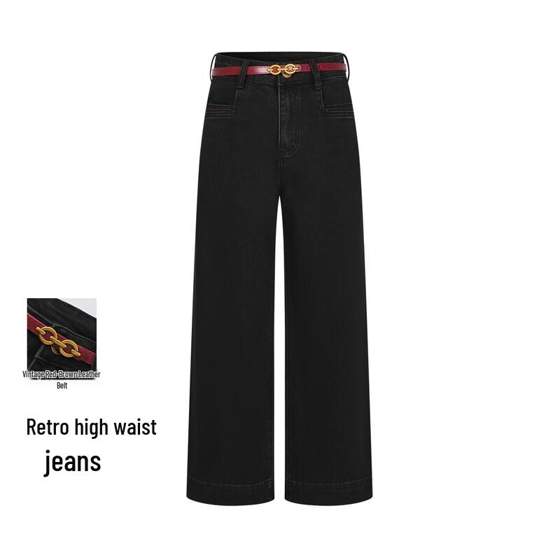 FivePlus Women s Winter High-Waist Wide-Leg Denim Jeans M