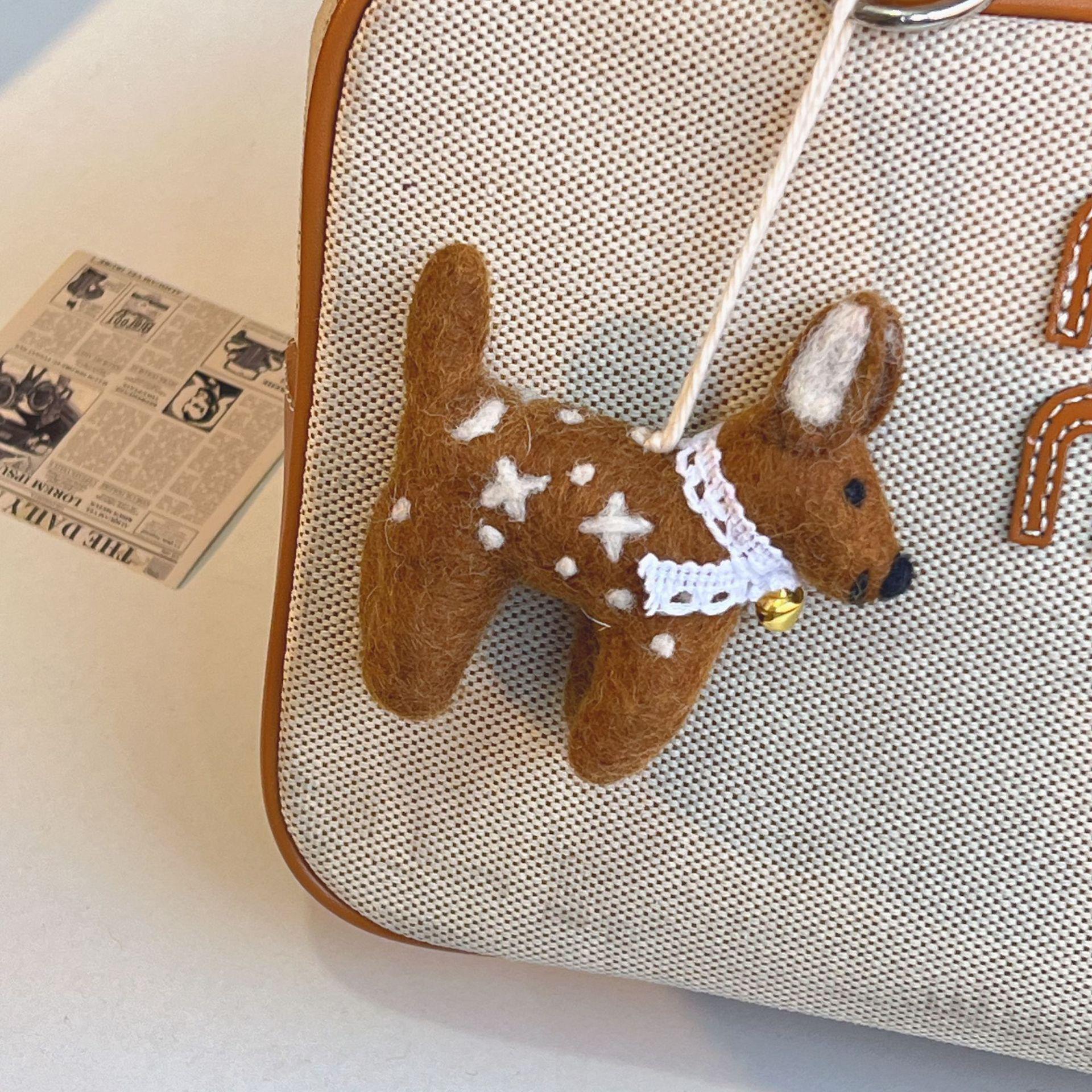 Handmade Wool Felt Deer Ornament Keychain and Bag Charm