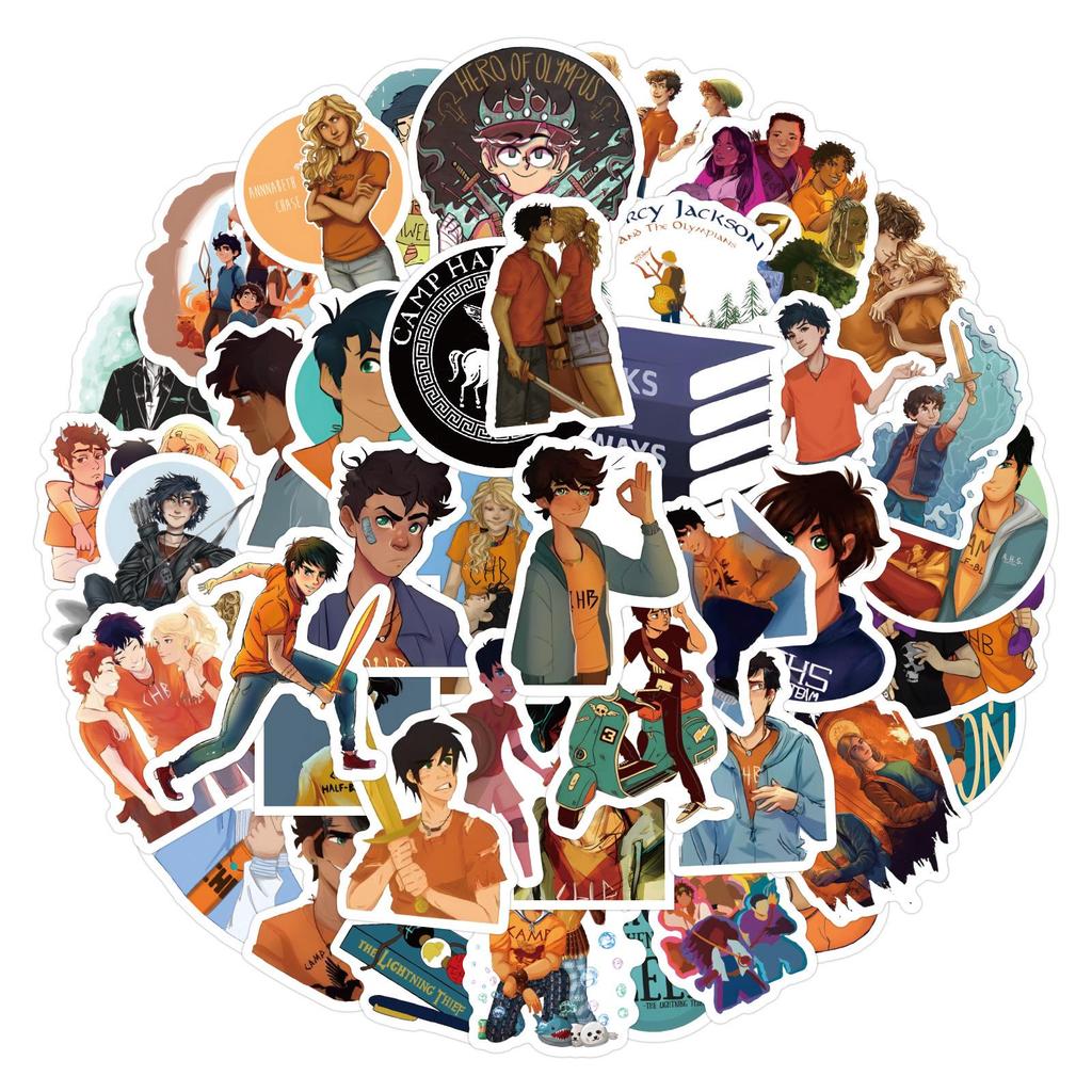 60 Adesivi Cartoon del Film Percy Jackson per Quaderno, Skateboard o Decorazione per Chitarra