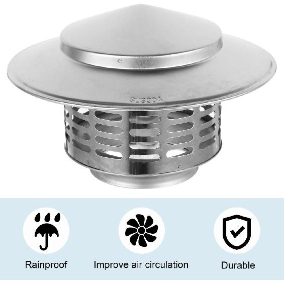 5 Inch Round Stainless Steel Chimney Cap - Flue Cover for Roof Ventilation - Weatherproof Chimney Cover to Fit Existing Flue Tiles and Enhance
