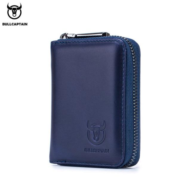 BULLCAPTAIN Leather Credit Card ID Card Holder Wallet Wallet Men Fashion Rfid Card Holder Wallet Business Card Holder Bag