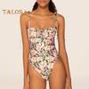 2Pcs/Set Women Swimsuit Set Sling Floral Print One-Piece Beach Cover Wrap Skirt Set for Beach Vacation Party