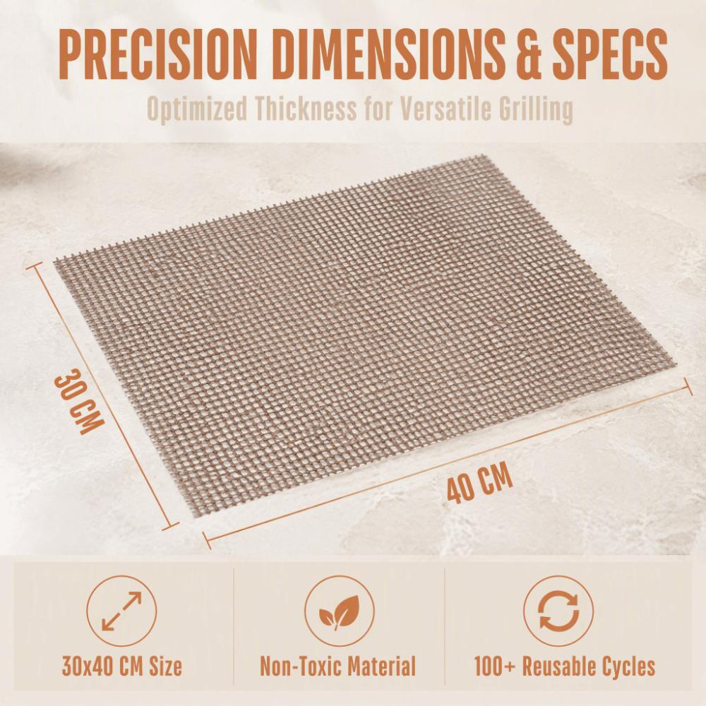 3 PCS Fiberglass Cloth Grill Mesh Mat Non-Stick Grilling Sheet Liner  Outdoor Barbecue