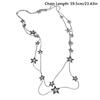 New Alloy Pentagram Star Pendant Silver Color Punk Long Chain Necklace Double Layer Y2K Style Choker