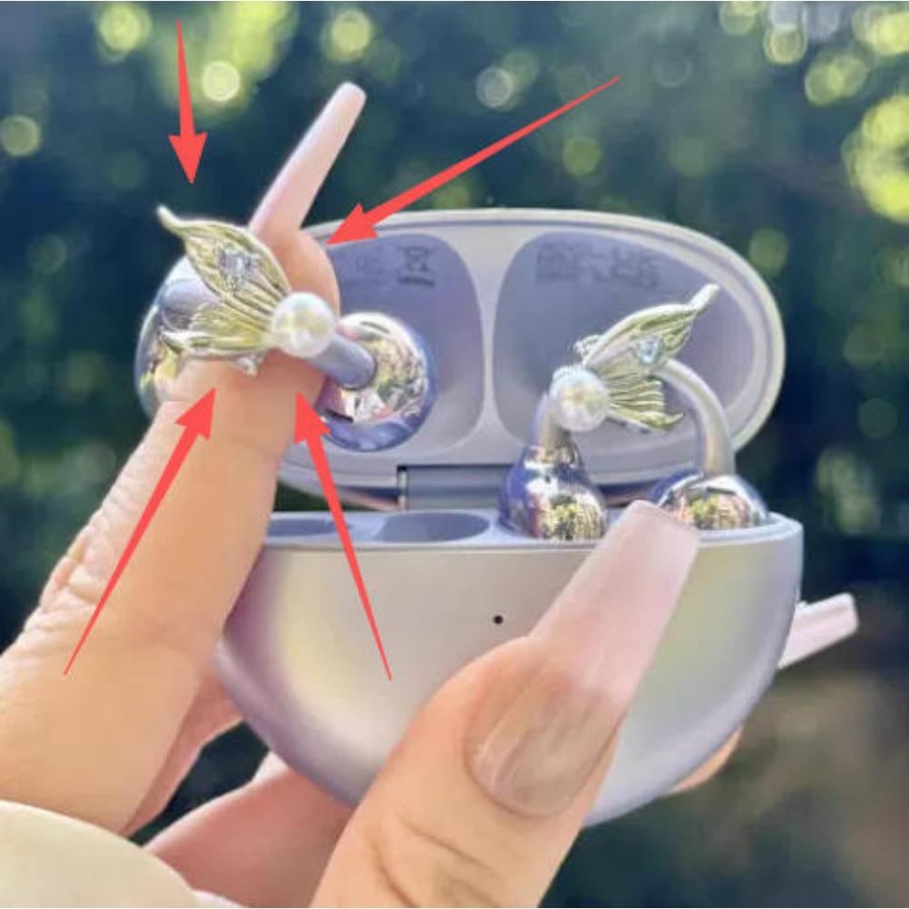 Cute Sparkling Diamond Cherry Blossom Bluetooth Earphone Case Decoration, Fashion Rhinestone Flower Earphone Accessory for Women, 1PC