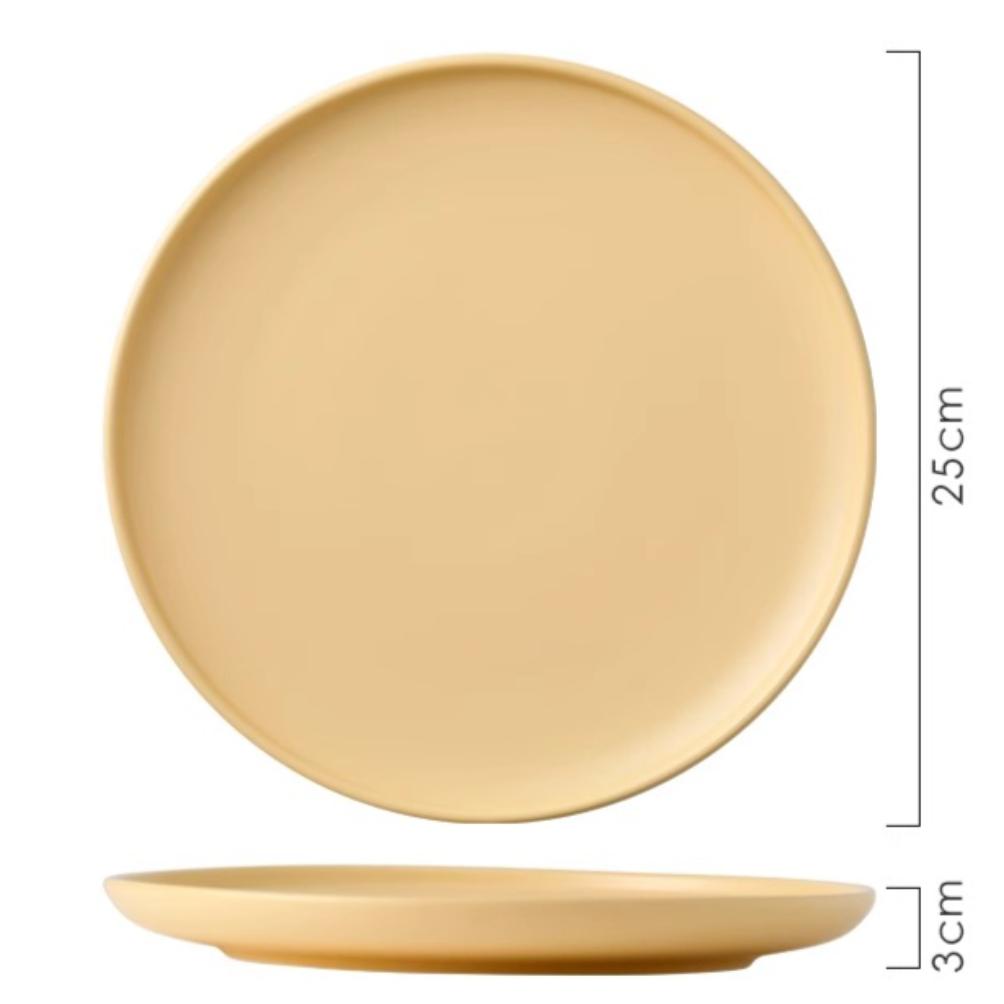 Keramik Runde Form Creme Farbe Teller Essgeschirr Sets Große Kapazität Teller Dessert Salatteller Schönes Tischgeschirr Tischservice