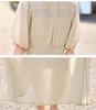 2025 Sommer Elegantes V-Ausschnitt A-Linien Kleid mit Einsätzen und hoher Taille ZQ2525