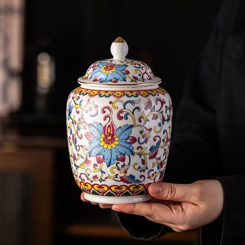Enamel Ceramic Tea Caddy – Moisture-Proof Sealed Jar for Tea Storage Tea Jar