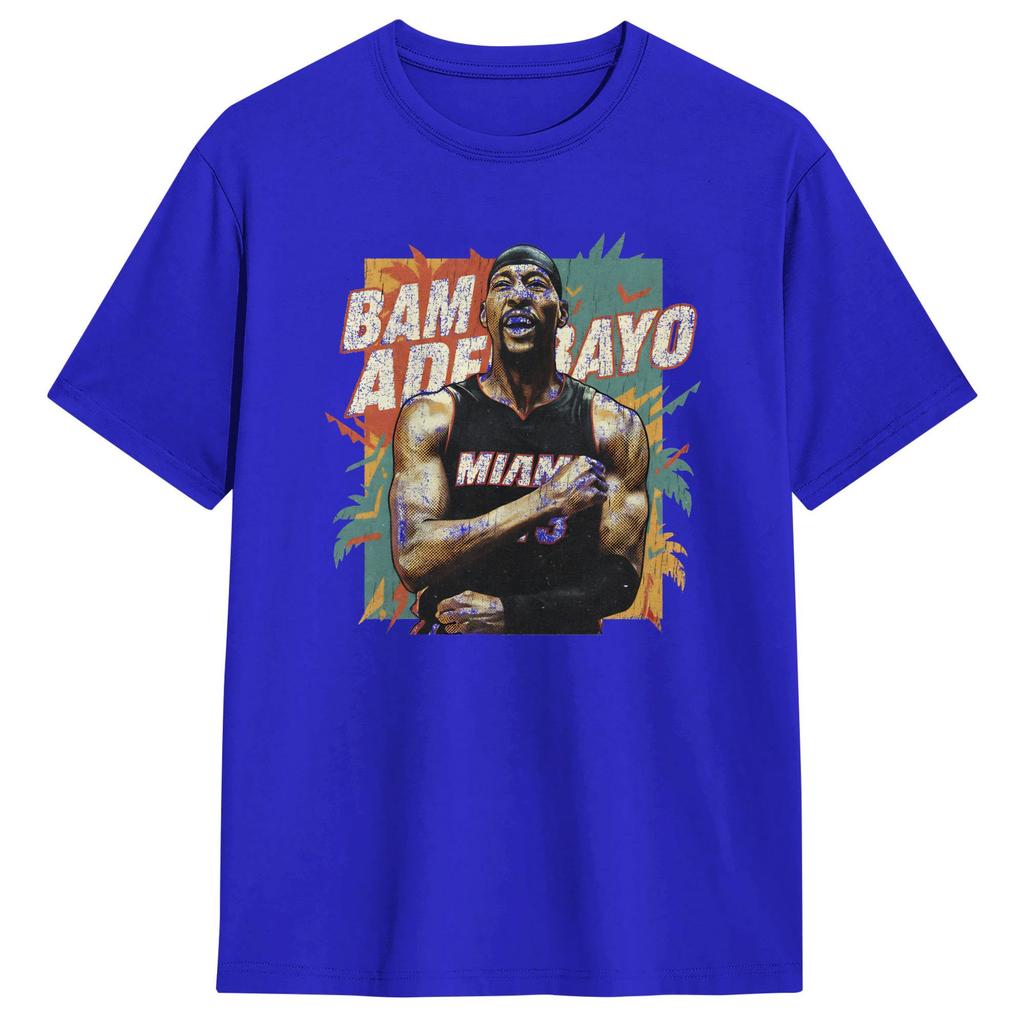 Bam Adebayo Herren T-Shirt Vintage T-Shirts Kurzarm Rundhals T-Shirts 100% Baumwolle Geburtstagsgeschenk Oberteile