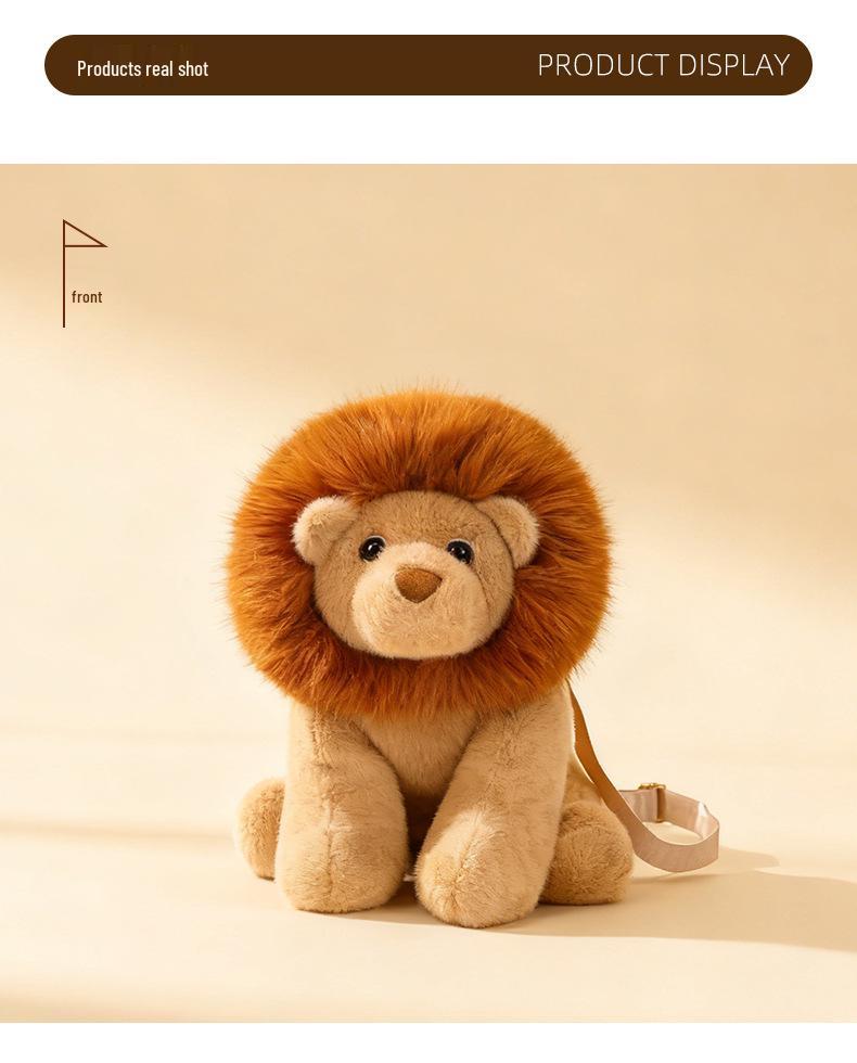 Frizzy Lion Plush Backpack - Cute Double Shoulder Bag with Decorative Packaging