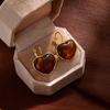 Maillard Retro Amber Love Ear Buckle Light Luxury Personality High-End Earrings Women'S Fashion Atmospheric Earrings