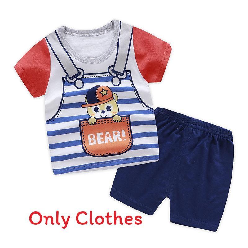 Baby Cartoon T Shirt Shorts Set With Cotton Fabric For Kids Ages 3 To 8
