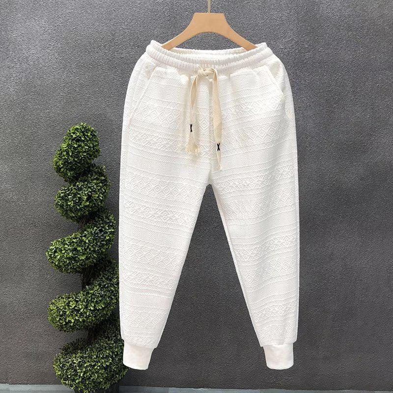 

Модные осенние повседневные спортивные брюки с вафельной вязкой и свободными манжетами Nine Point 3XL белый