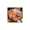 Cuteroom DIY Wooden Dollhouse Kit with LED Light and Music Box Dust Cover Furniture and Miniature Accessories Set