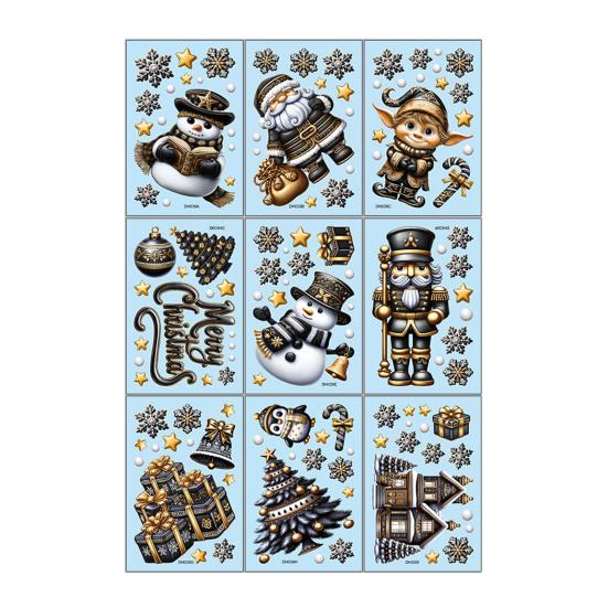 Yousheng 9 Sheets/Set Christmas Window Cling Removable Waterproof PVC Winter Merry Christmas Static Glass Sticker Holiday Party Decoration Decal