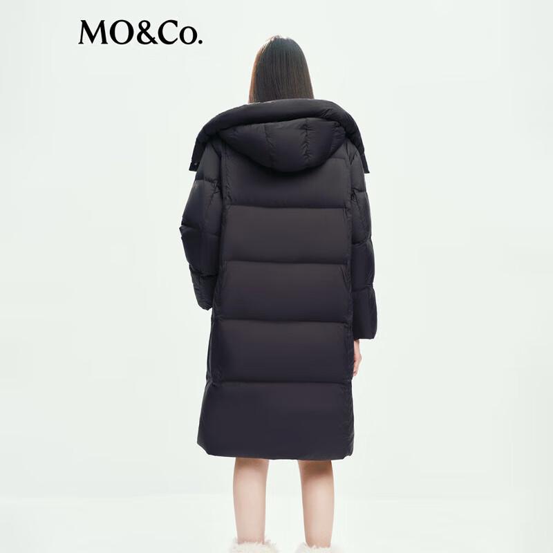 MO&Co. Women's Long Goose Down Jacket with Detachable Hood