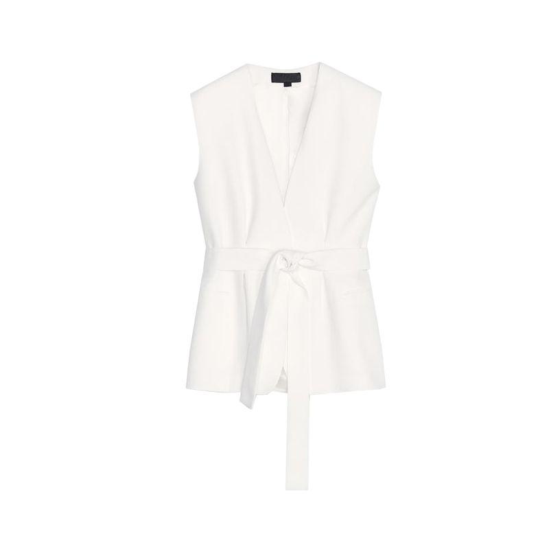 With Padded Shoulder with Belt V Neck Vest Jacket 2390198 Strap Accessories Mid Waist Flared Pants 2377198