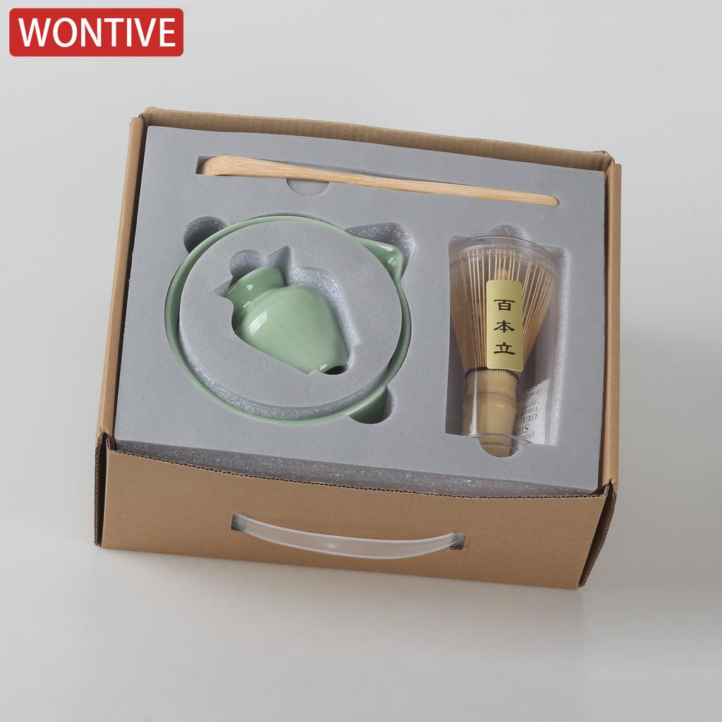 1/4 szt. Japońska Filiżanka do Herbaty Zestaw Akcesoriów do Ubijania Matchy oraz Matcha do Miseczki na Matchę Taca Bambusowa Miotełka Akcesoria do Ceremonii Herbacianej