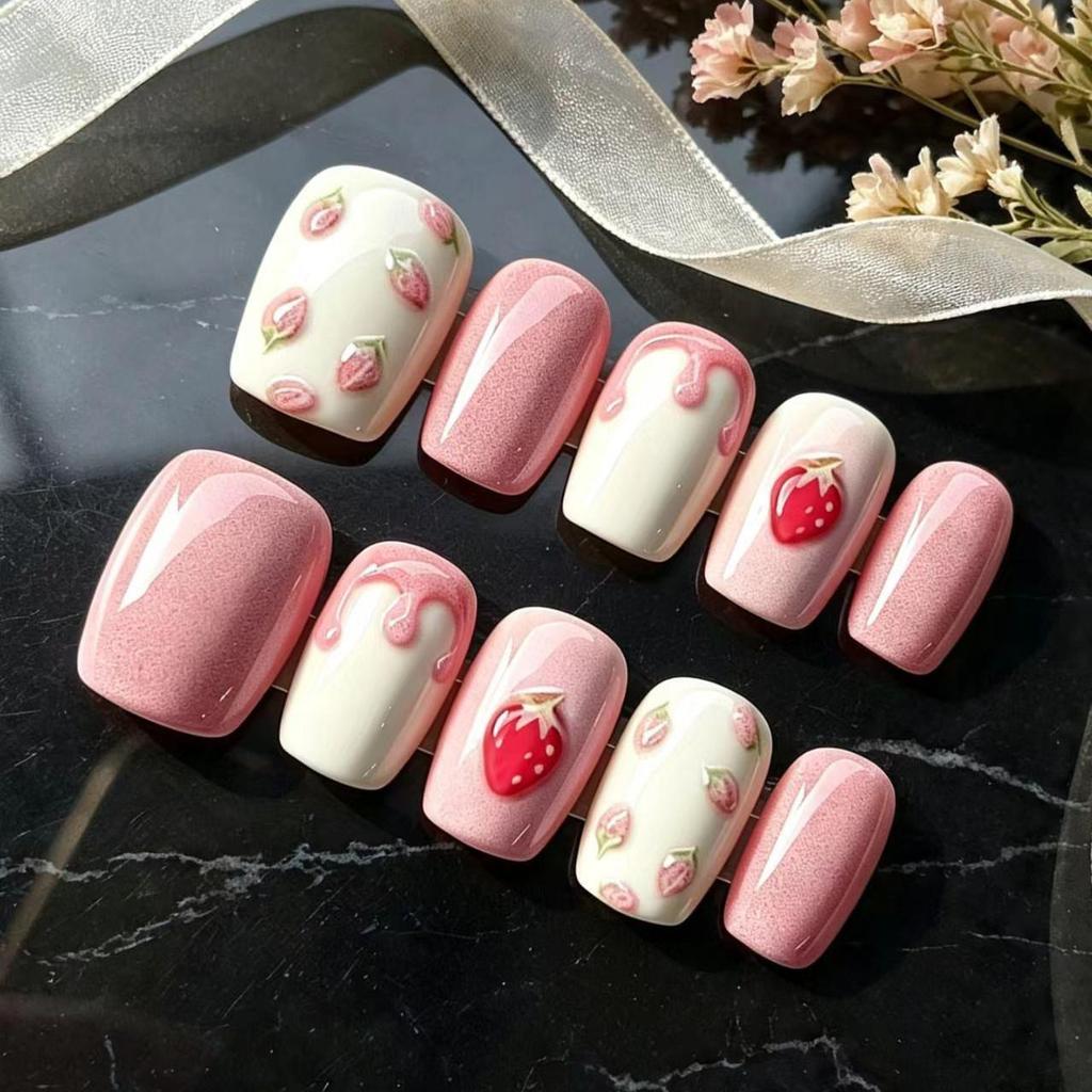 Japan-Korea Cute Wearable Pink Short Nails | High-Grade Detachable Nail Tips