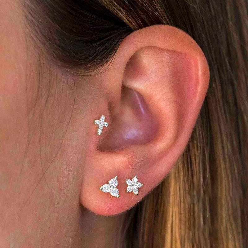 1Pcs Zircon Earring For Women Ear Bone Nail Cartilage Earring Spiral Stud Earrin