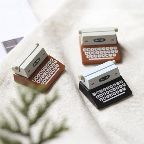 Retro Wooden Typewriter Memo Clip Vintage Desk Place Card Holder 1 Pc