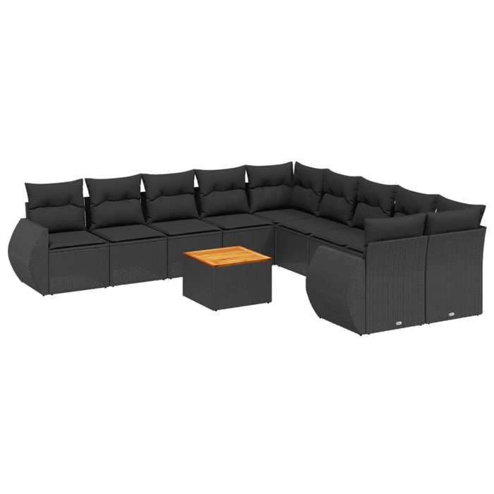 VidaXL Garden Lounge Set with Cushions 11 Pcs, Patio Sofas, Patio Furniture Set, Outdoor Furniture, Black 3225194