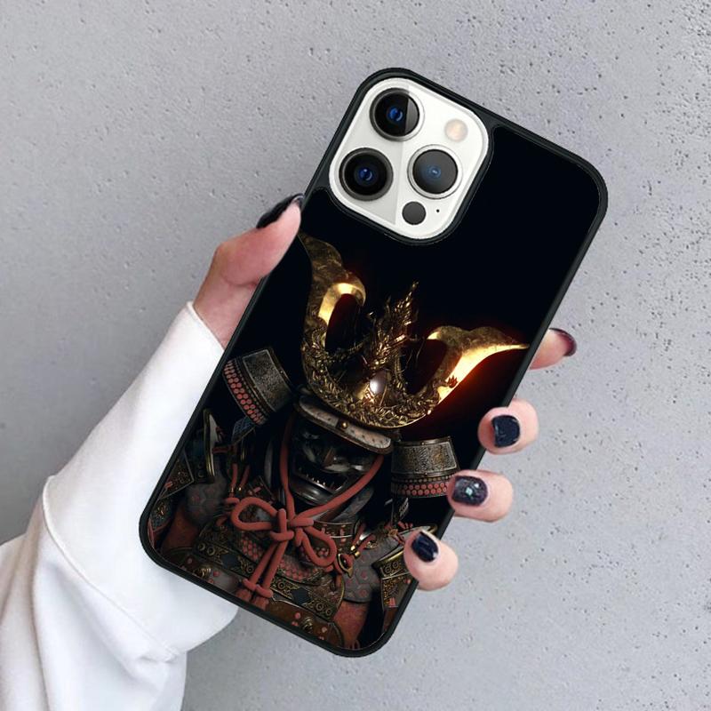 Samurai Japanese Warrior Mask Helmet Phone Case For iPhone 17 Air 16 Pro Max 15 14 Plus 12 13 Shell Cover Coque