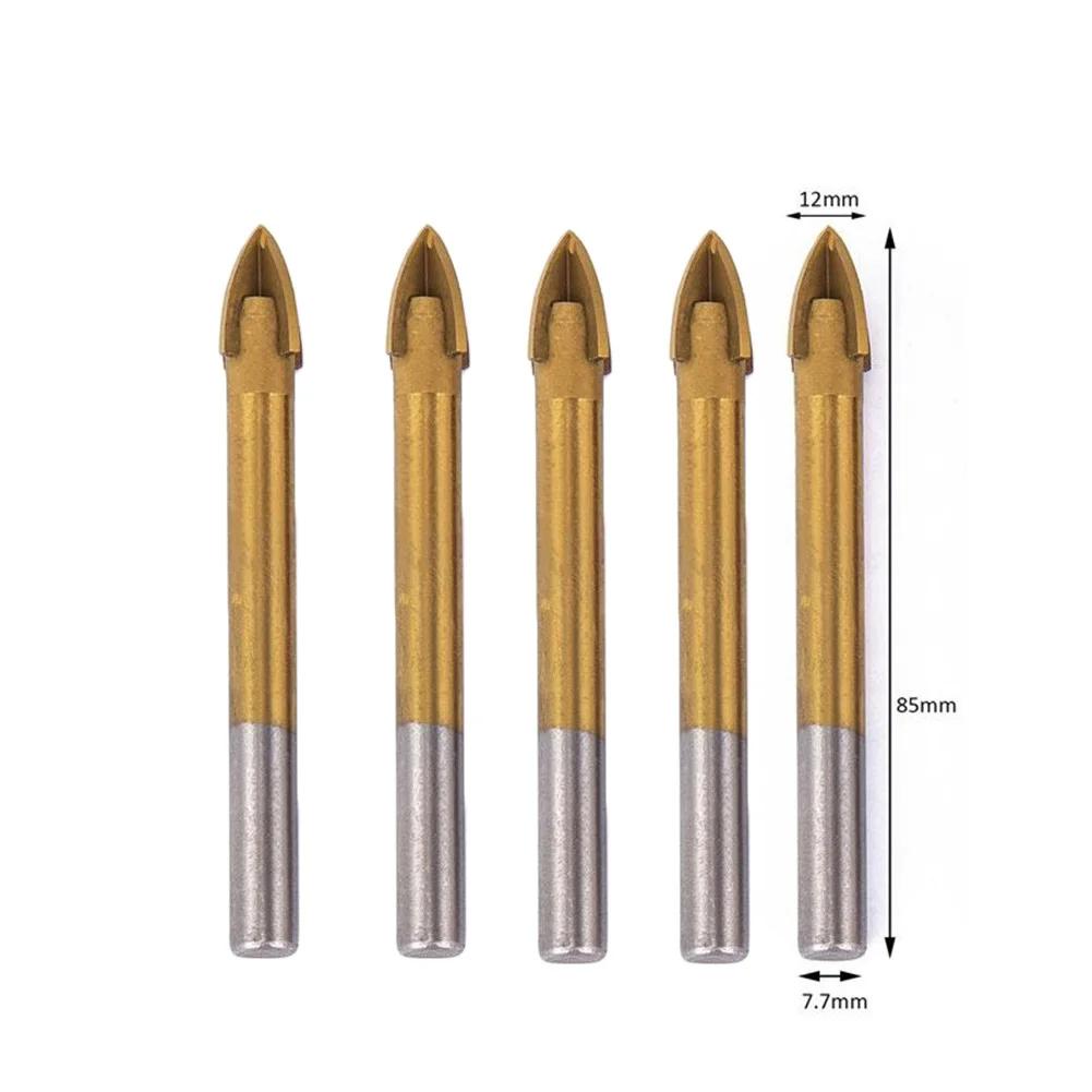 5-piece 5-12mm Glass Drill Bit Set Suitable For Reaming And Deburring Walls, Tiles, Glass, Metal, Marble, And Wood.