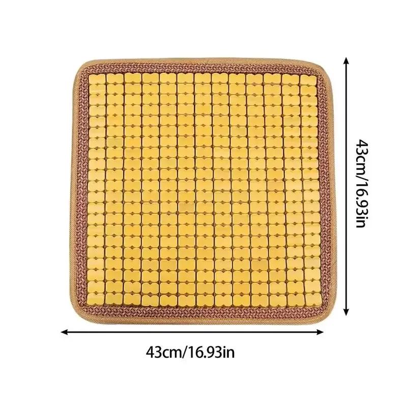 Summer Cooling Bamboo Car Seat Cushion Pad, Single Piece Mahjong Mat, Breathable Car Seat Cover, Anti Slip Bottom Cooling Mat