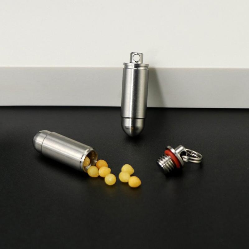Titanium Alloy Waterproof Pill Box Portable Pill Bottle Pendant Pill Storage Sealed First-Aid Medicine Container With Keychain
