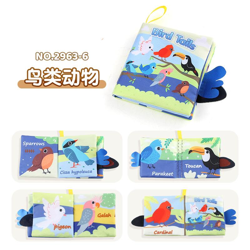 

0-3 Years Old Baby Tail Cloth Book 6 Themes Forest Insects Animal Palm Book Early Education Toys Support labeling, cross-border qualification