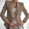 Women's 2025 Autumn/Winter Solid Color Fashion Casual Short Suit Jacket