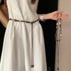 Women's Bohemian Ethnic Retro Woven Belt with Beaded Waist Chain Accessory for Dresses