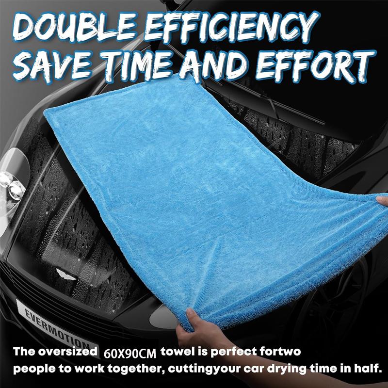 1000GSM Ultra-Thick Drying Towel for Car/Motorcycle Oversized 60x90cm Cleaning Cloth Soft High Absorbent Car Detailing Towels