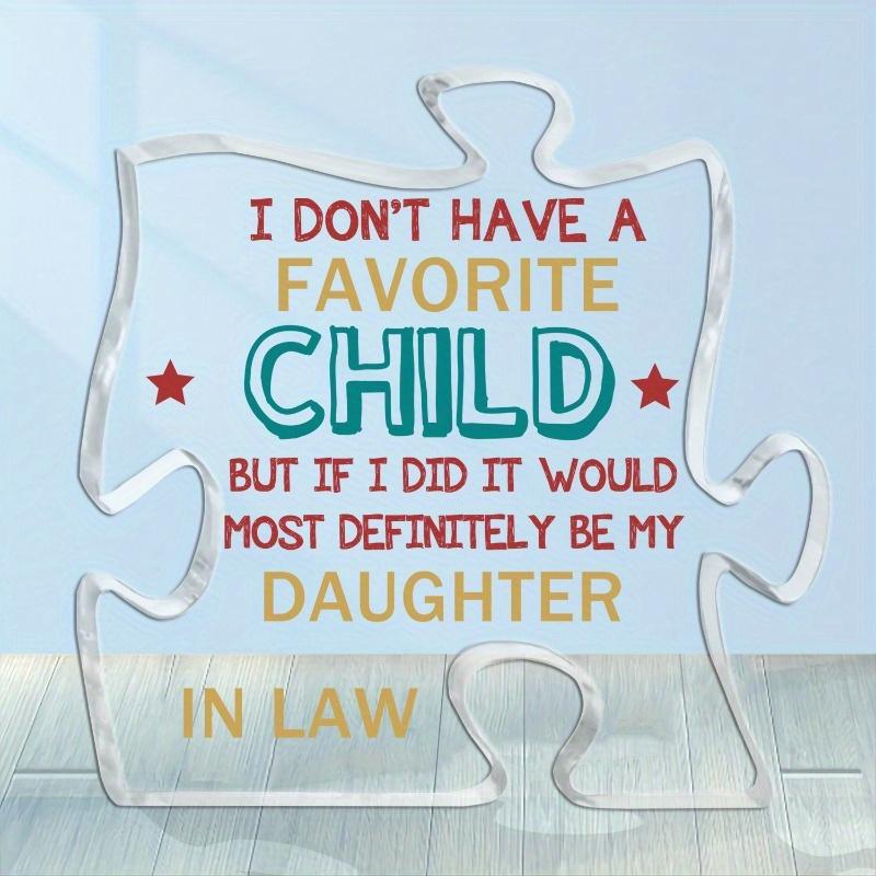 Daughter-In-Law Acrylic Puzzle Piece Collectible Ornamen- Sentimental Favorite Child Saying - Decorative Mother & Father in-Law Appreciation Gift,Li 10*10cm