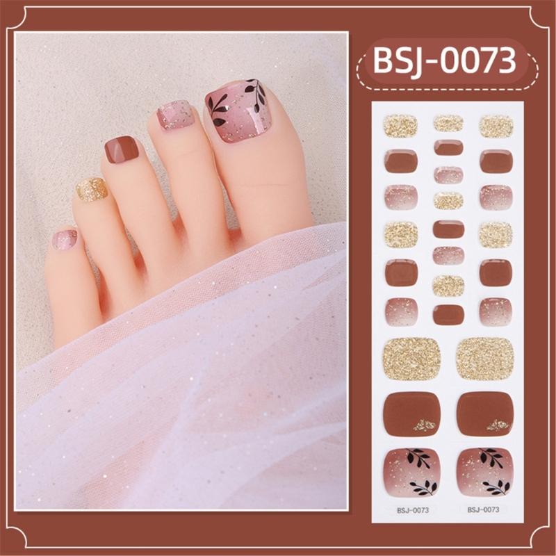 Semi Cured Gel Toenail Stickers Sparkles Toenail Polish Strips Stickers Toenail Strips DIY Pedicures Gel Nails Stickers