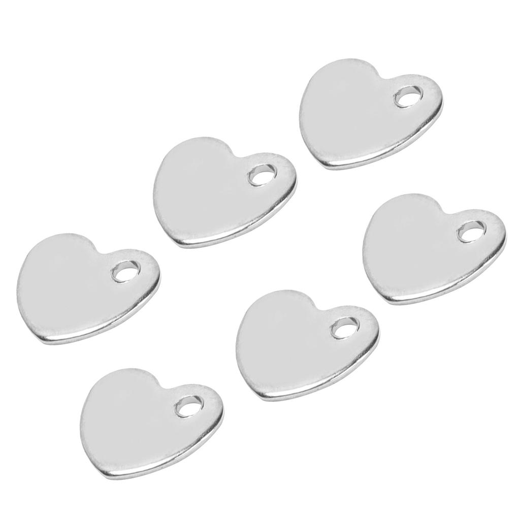 20pcs DIY HeartShaped Pendant Stainless Steel Pendant with Hole Jewelry Making Accessory(Steel Color 9 X 10mm)